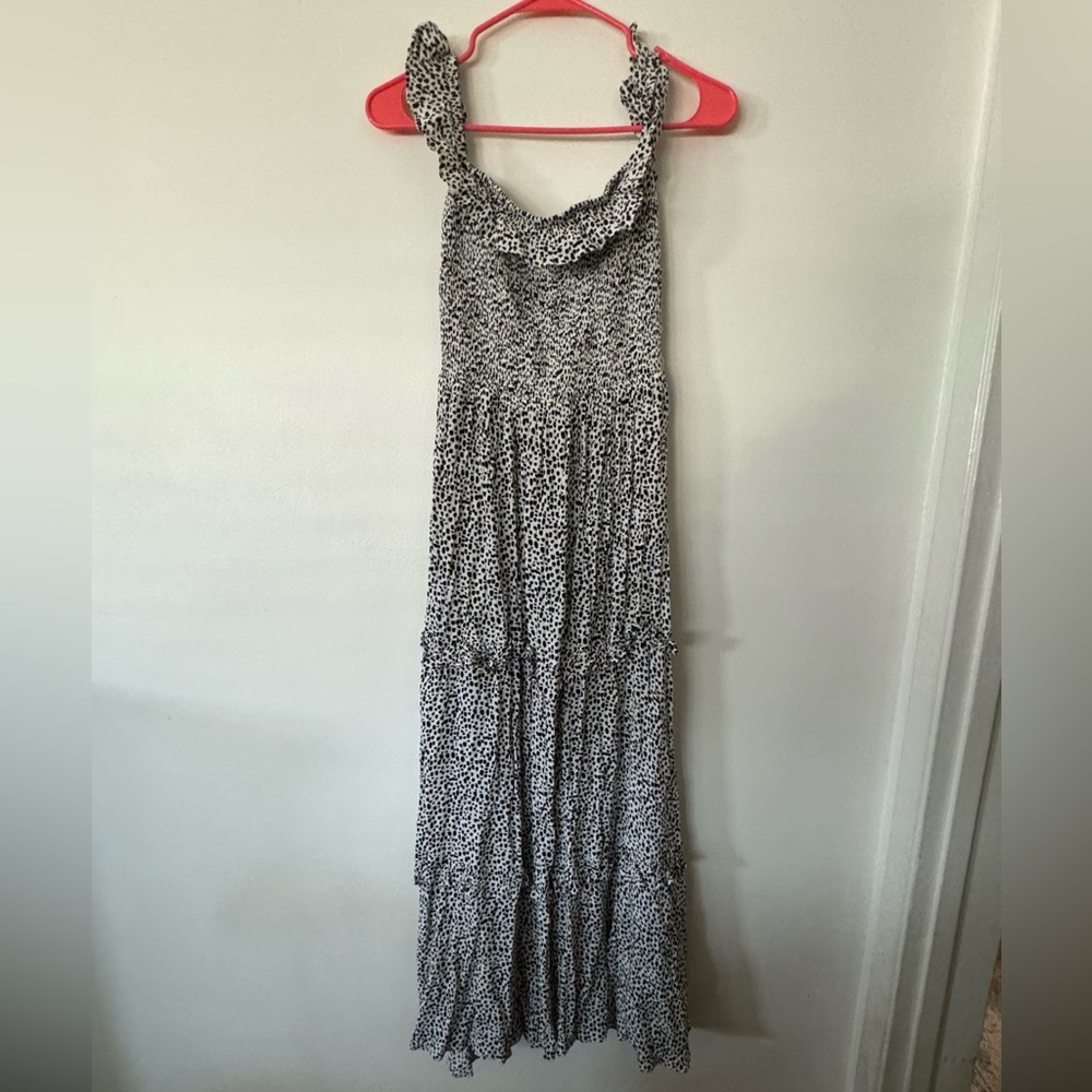 Express Off the Shoulder Ruffle Maxi Dress Size S Black and White